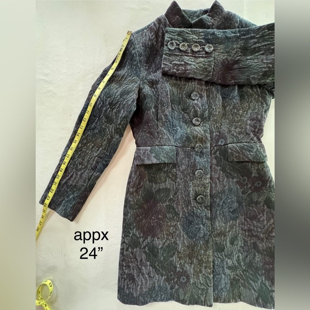 Nehru Mandarin Whimsigoth Steampunk Dark Academia Brocade Jacquard Lined Coat 8 - Picture 13 of 17